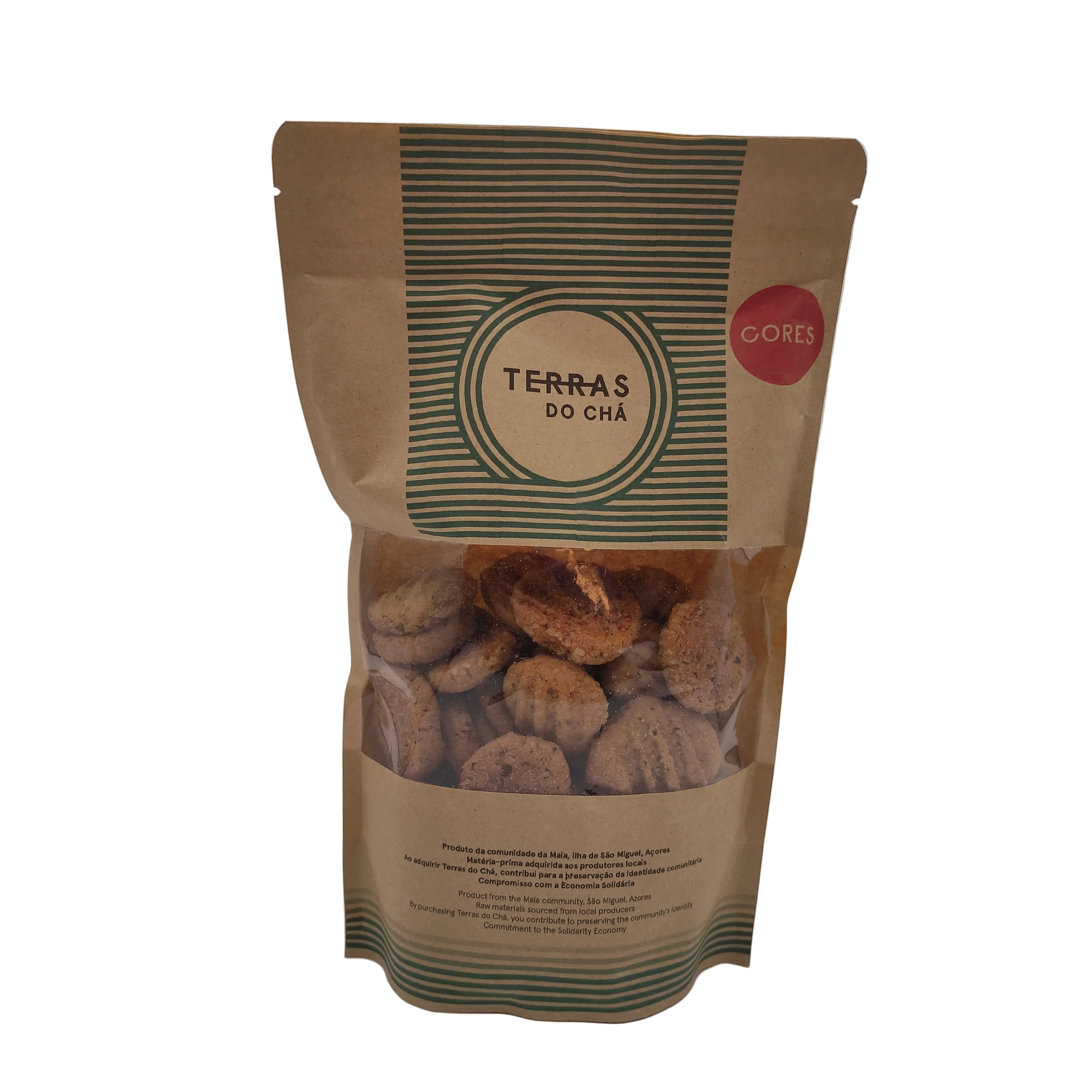 Biscoitos tradicionais de chá verde Gorreana com açúcar amarelo 250g Terras do Chá produzidos nos Açores