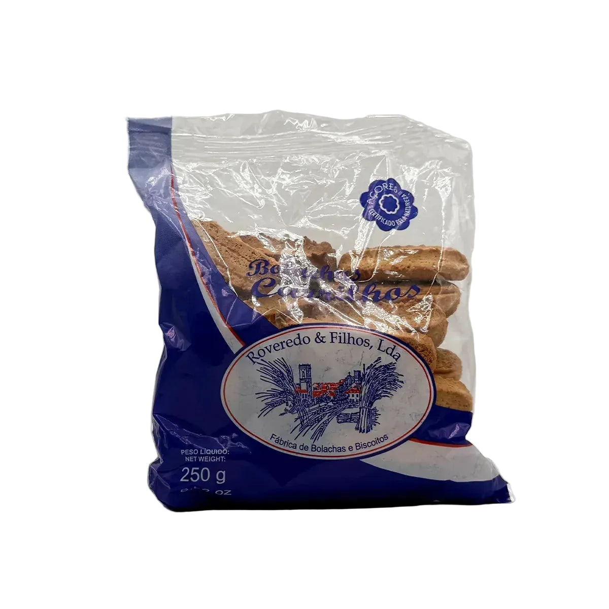 Bolachas carrilhos 250g Roveredo produzidas nos Açores