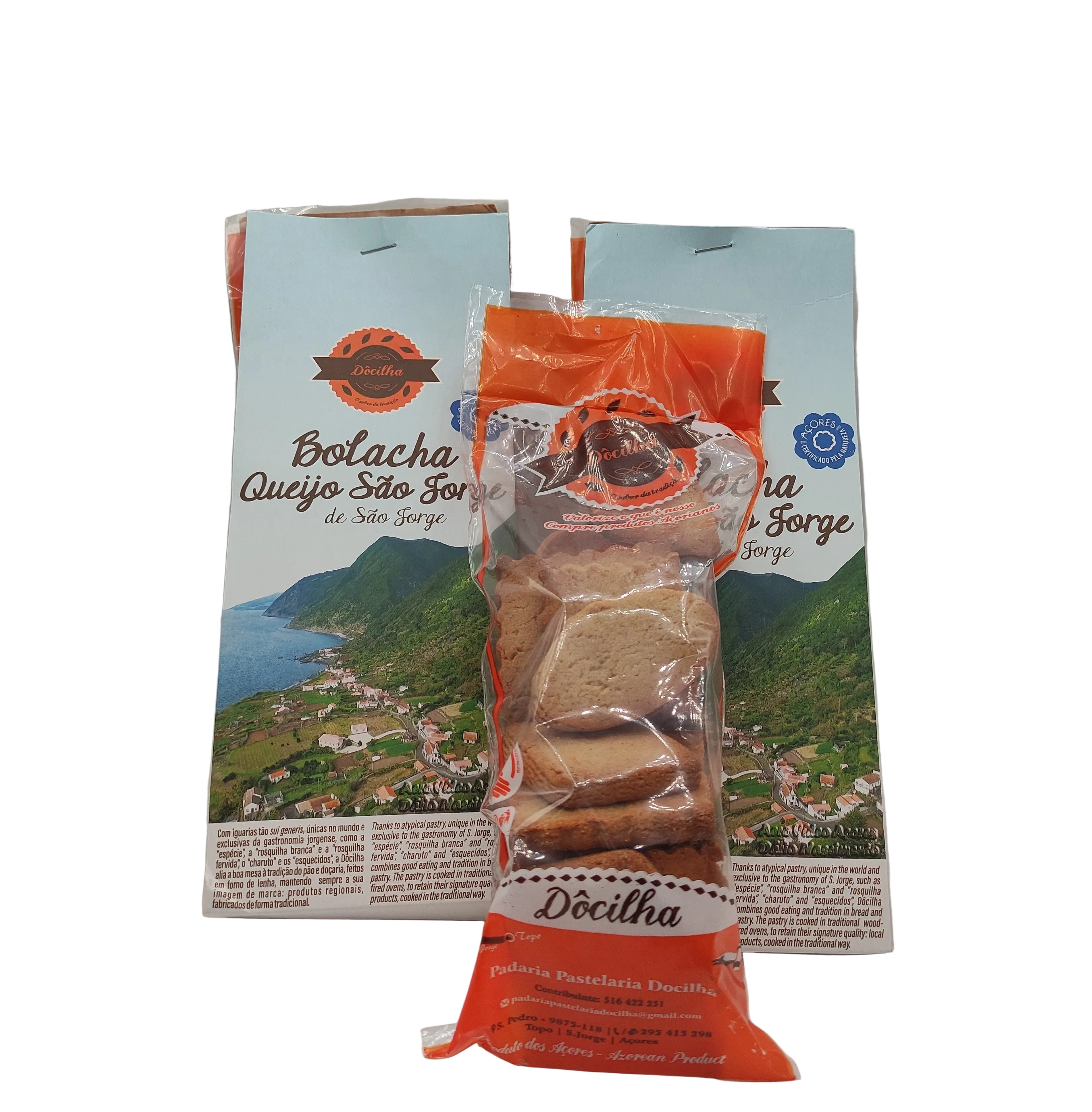 Bolachas de queijo São Jorge 200g Dôcilha produzidas nos Açores