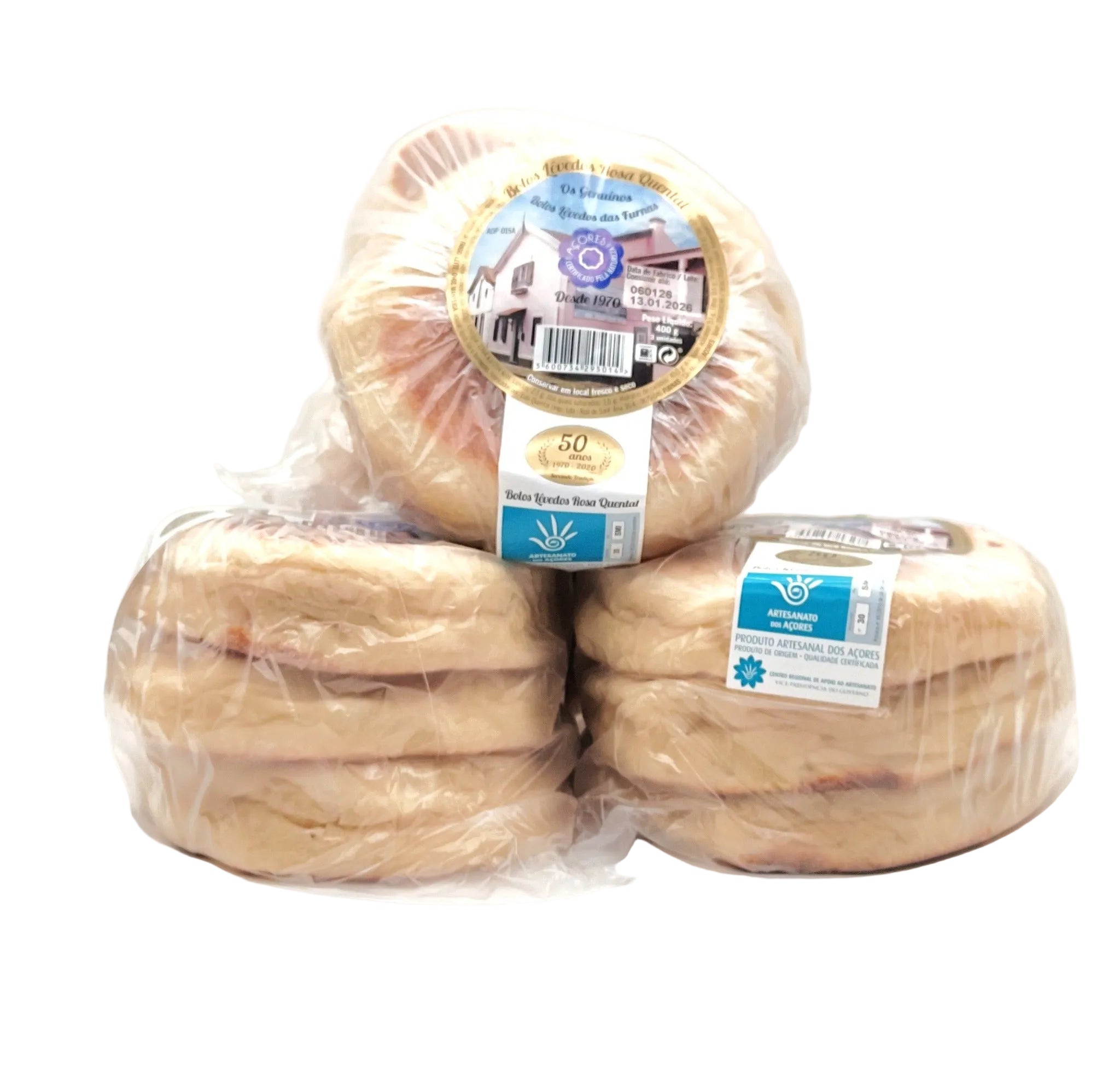 Bolos lêvedos das Furnas Rosa Quental 400g produzidos em São Miguel Açores