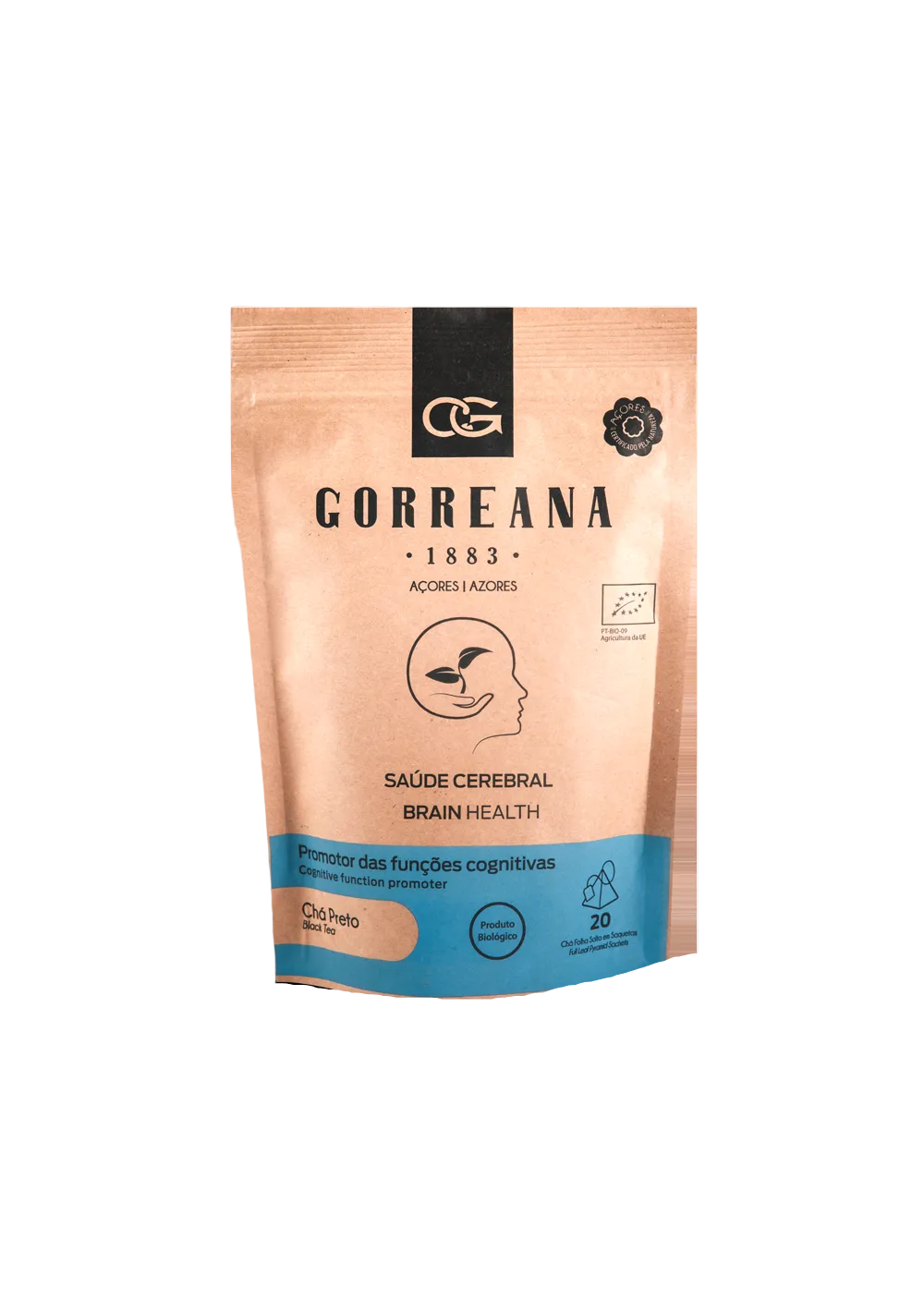 Chá preto Saúde Cerebral 20 saquetas Gorreana produzido nos Açores