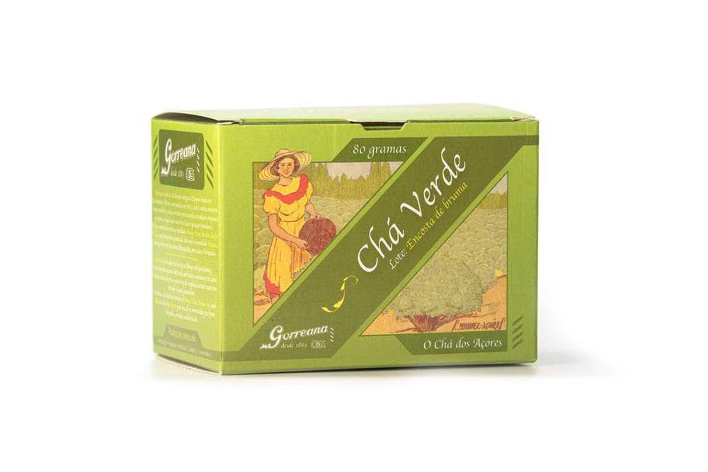 Chá verde Encostas de Bruma em folha 80g Gorreana produzido em São Miguel Açores