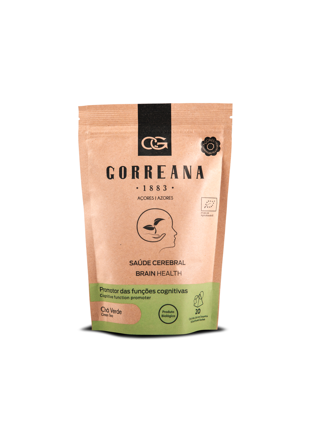 Chá verde Saúde Cerebral Gorreana 20 saquetas produzido nos Açores