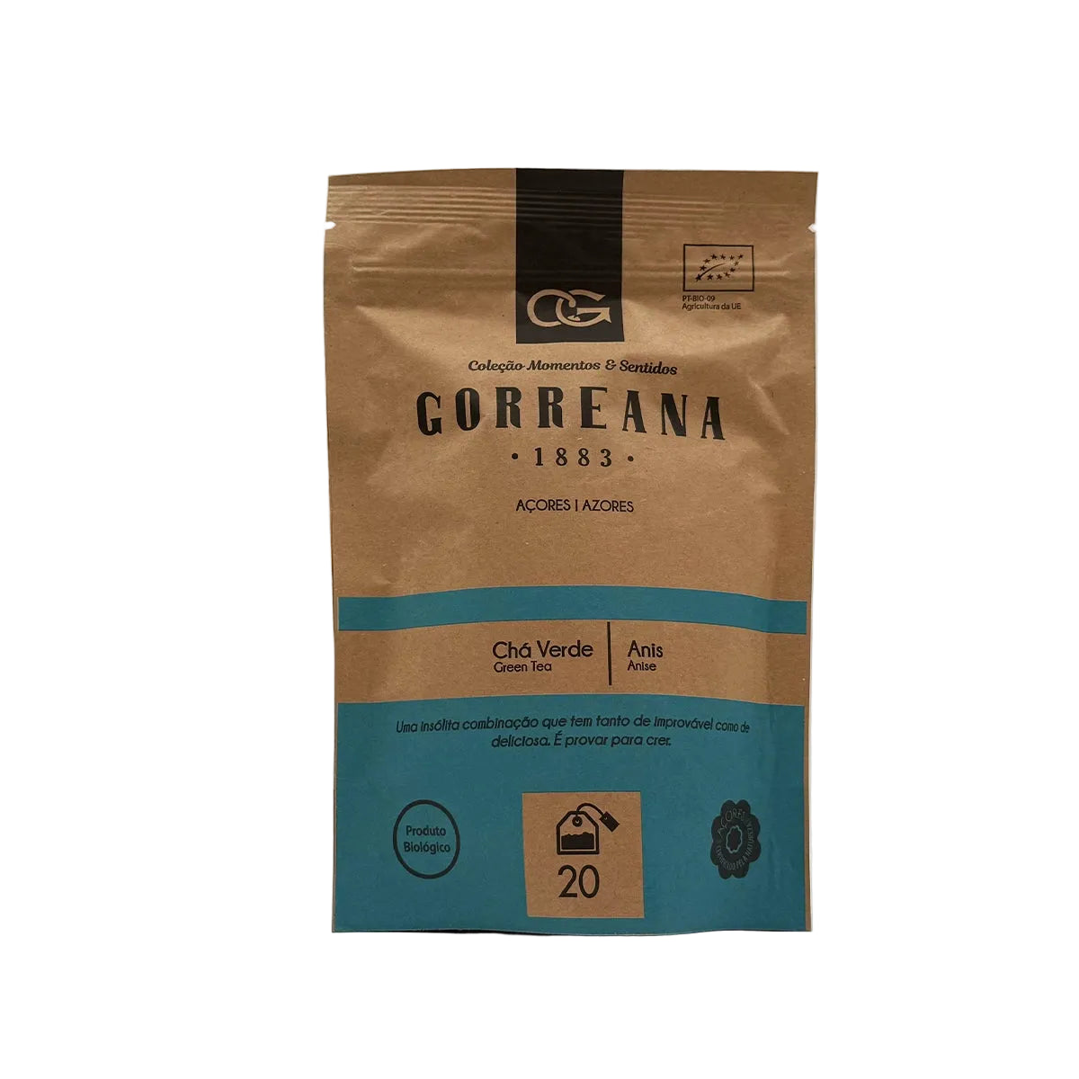 Chá verde com anis 20 saquetas Gorreana produzido nos Açores