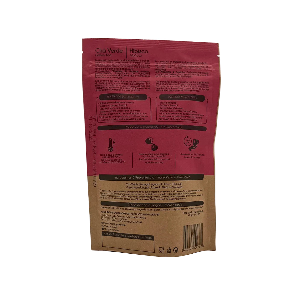 Chá Verde com Hibisco - Gorreana em Saquetas - Açores