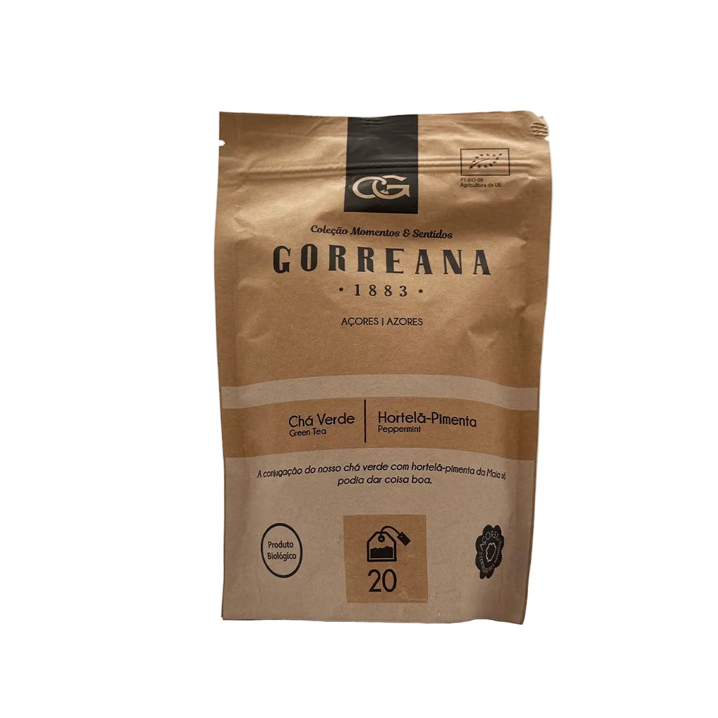 Chá verde com hortelã e pimenta 20 saquetas Gorreana produzido nos Açores