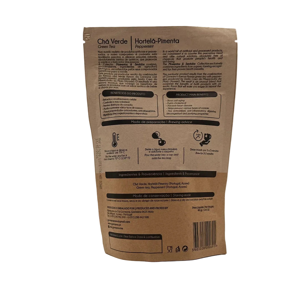 Chá Verde & Hortelã e Pimenta 20 Saquetas - Gorreana - Açores