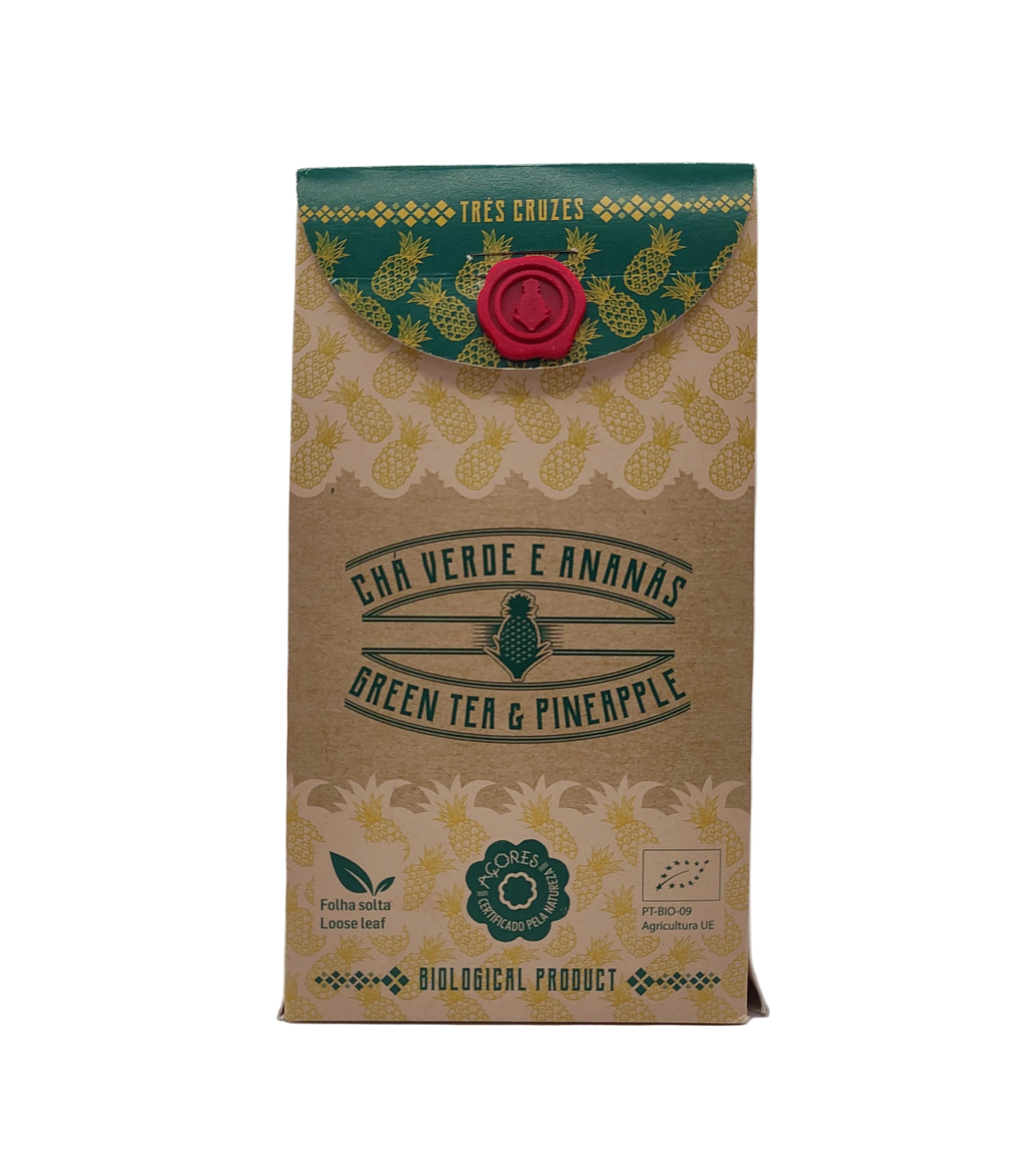 Chá verde e ananás em folha 50g Quinta das Três Cruzes produzido nos Açores