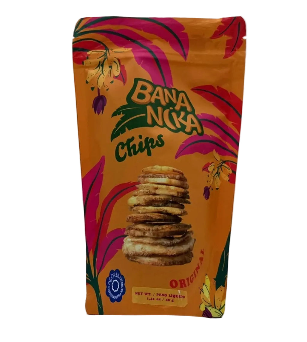 Chips de banana 40g Bananika produzidos na Ilha Terceira Açores