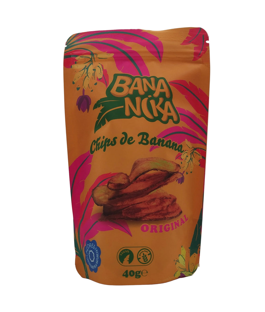 Chips de banana 40g Bananika produzidos na Ilha Terceira Açores