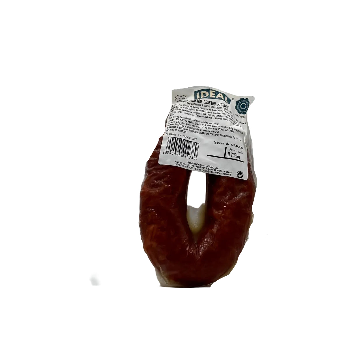 Chouriço picante Ideal da Ribeira Grande produzido em São Miguel Açores