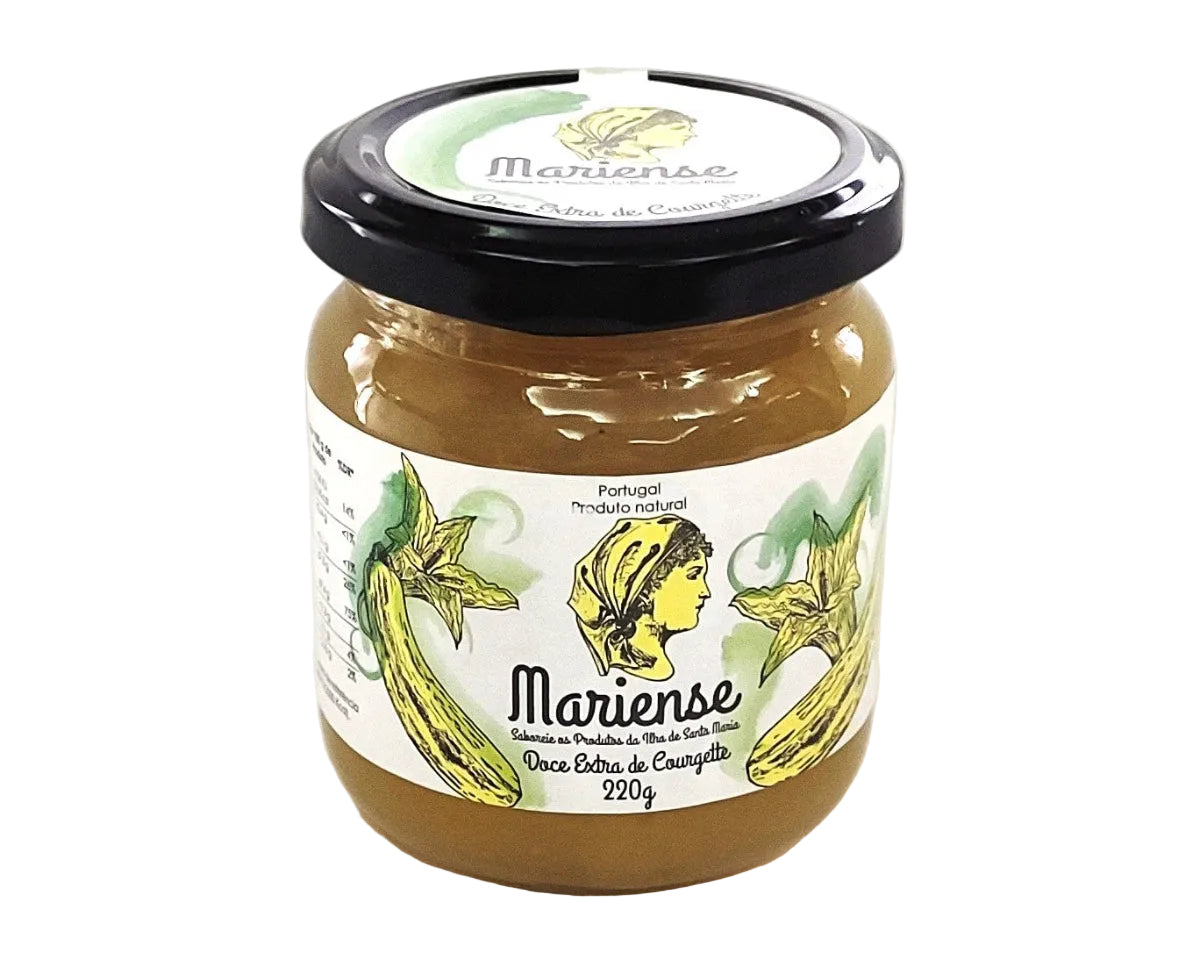 Doce extra de courgette mariense 220g produzido na Ilha de Santa Maria Açores