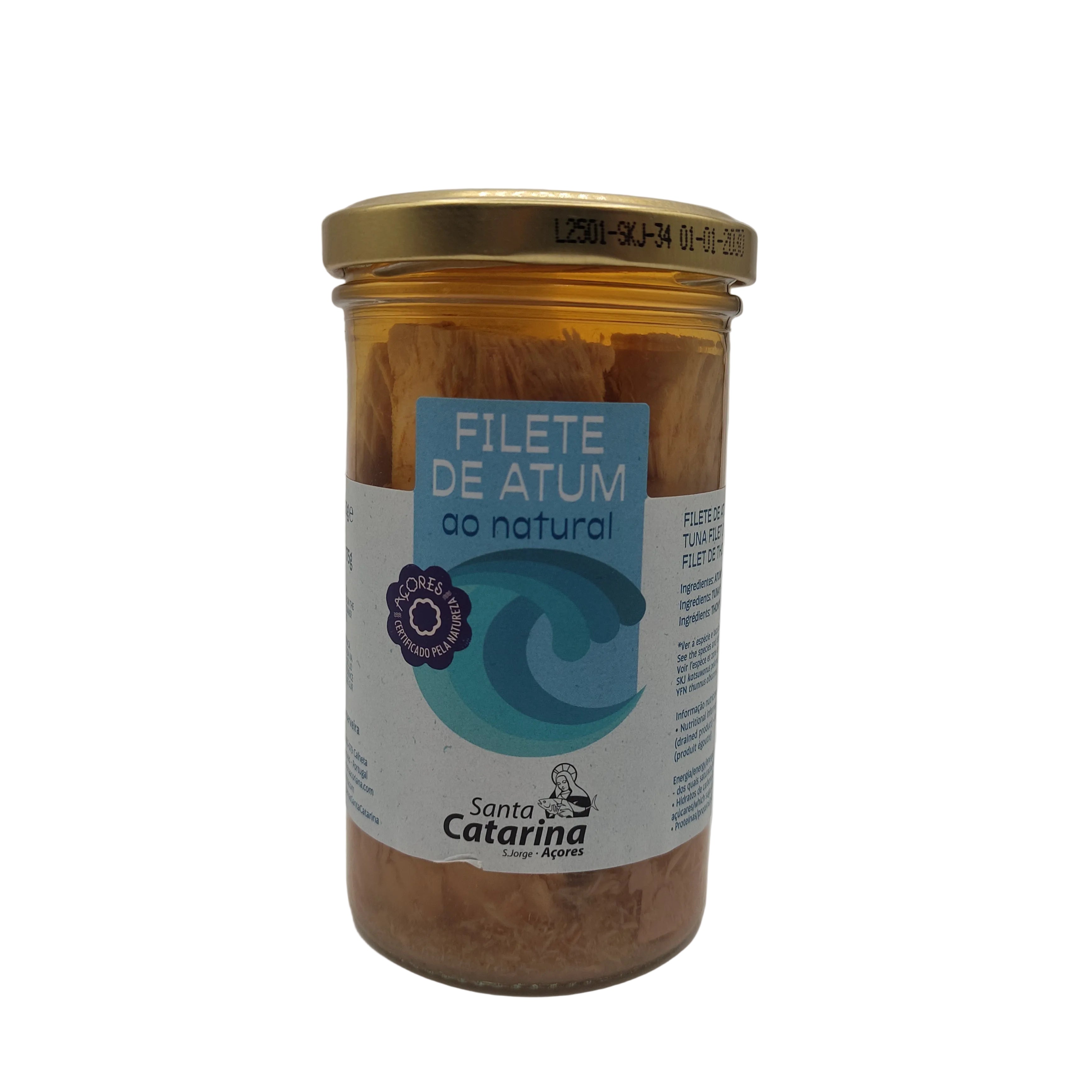 Filete de atum ao natural light Biosfera 250g produzido nos Açores