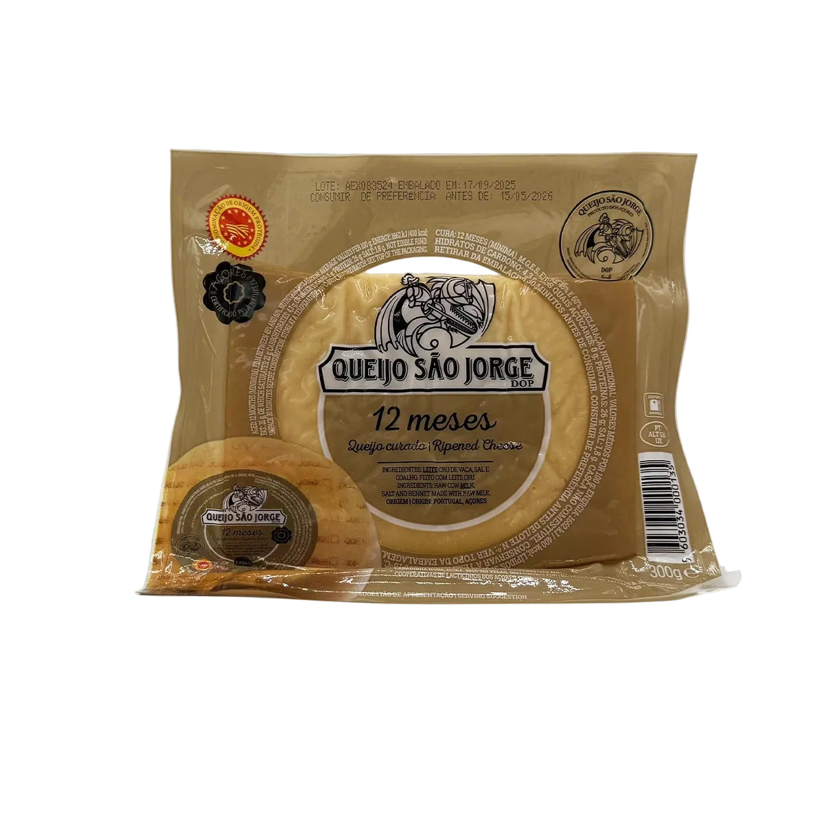 Queijo São Jorge 12 meses de cura 300g queijo tradicional dos Açores