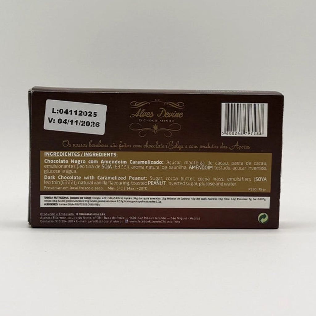 Chocolate Negro com Amendoim de Açucar - Alves Devine O chocolatinho - Açores