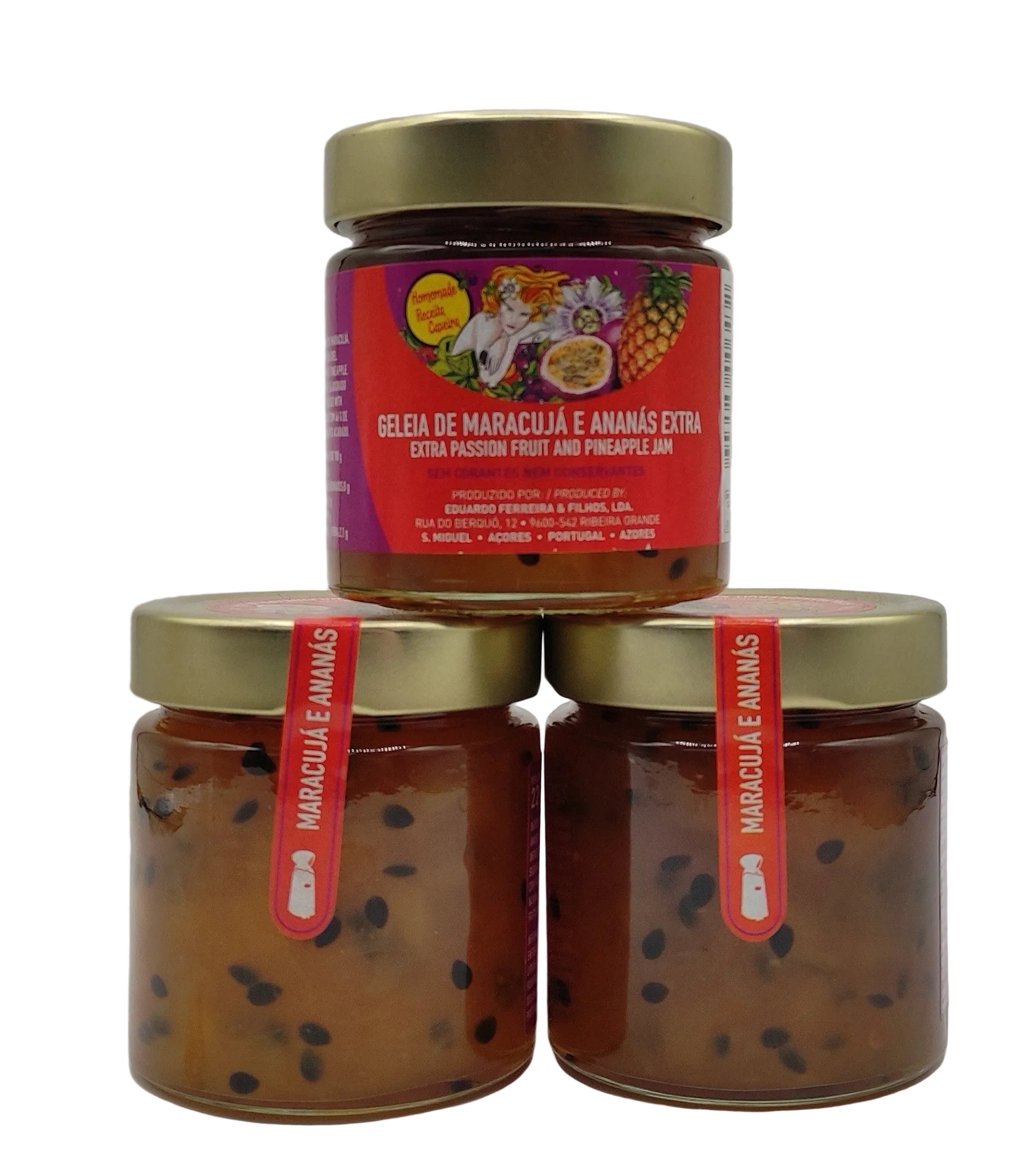 Geleia de maracujá e ananás extra produzida nos Açores