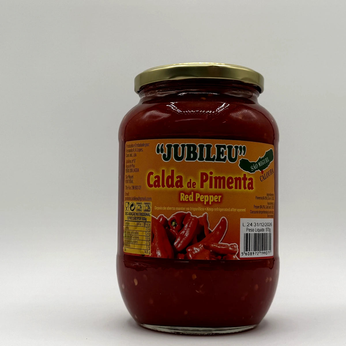 Pimenta da Terra - Calda de Pimenta Jubileu 870g - São Miguel - Açores