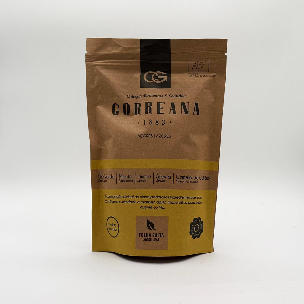 Chá Verde com Menta, Limão, Stevia, Canela de Ceilão - Gorreana em Folha - Açores