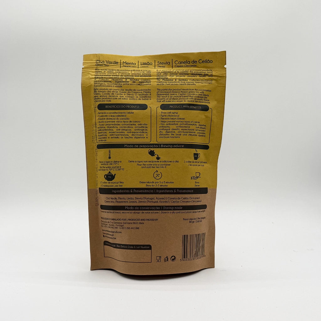 Chá Verde com Menta, Limão, Stevia, Canela de Ceilão - Gorreana em Folha - Açores