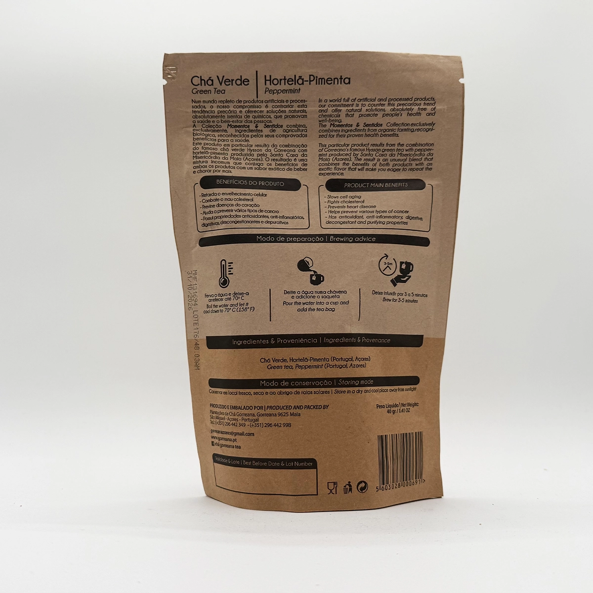 Chá Verde & Hortelã e Pimenta 20 Saquetas - Gorreana - Açores