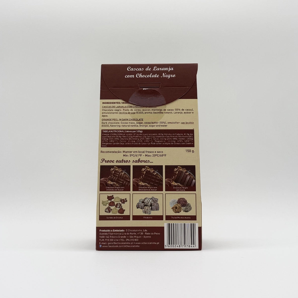 Cascas de Laranja com Chocolate Negro 150g O Chocolatinho - Açores