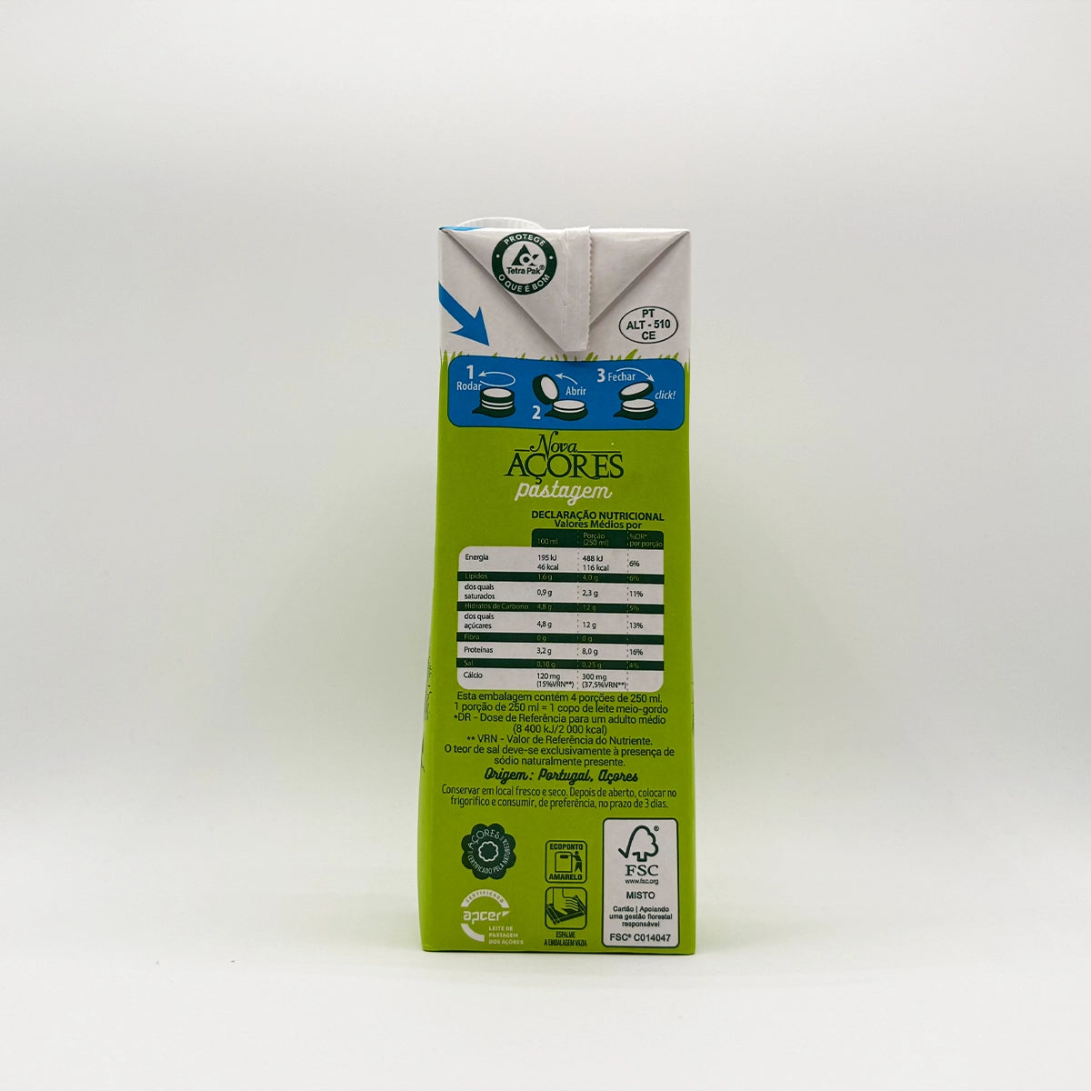 Leite UHT Nova Açores Meio Gordo 1l - Açores