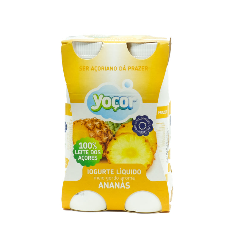 Iogurte líquido meio gordo com aroma a ananás produzido nos Açores