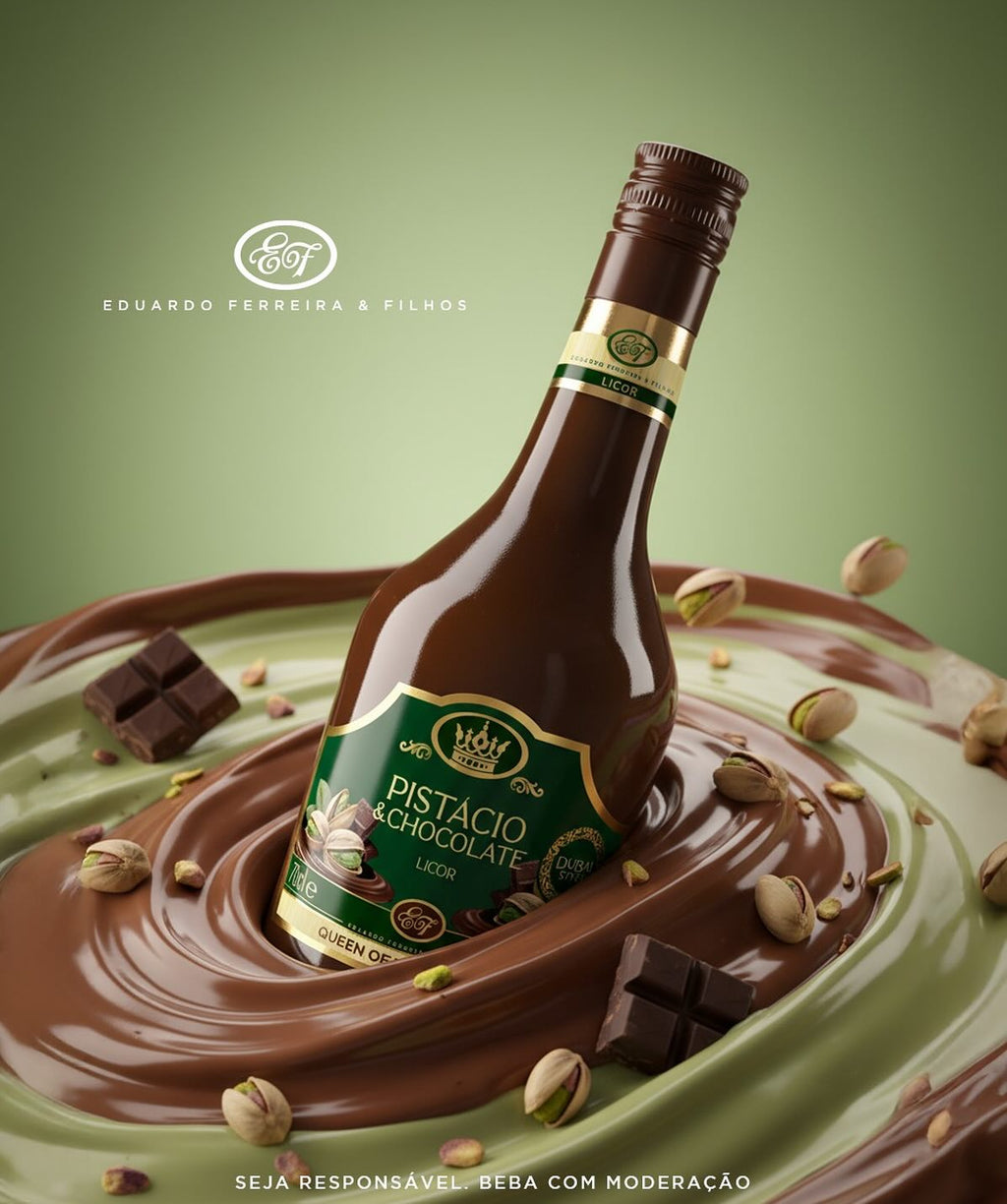 Licor pistácio e chocolate 700ml edição limitada produzido nos Açores