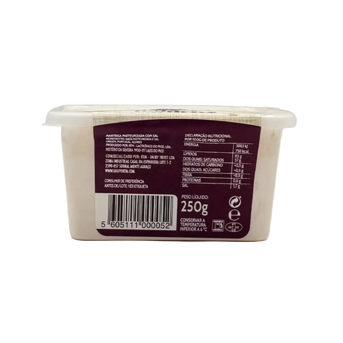 Manteiga artesanal Rainha do Pico 250g produzida nos Açores