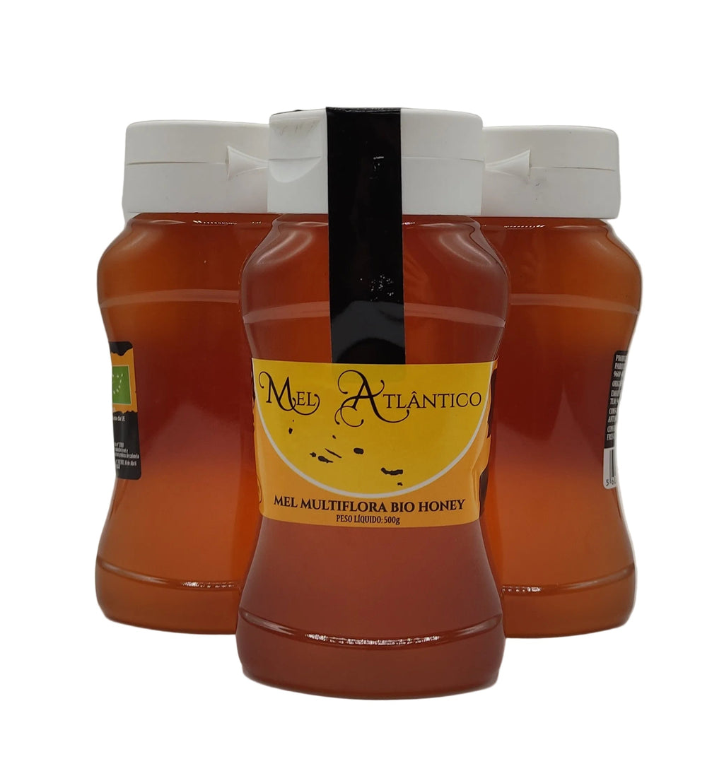 Mel Atlântico multiflora biológico 500g anti-gota produzido na Ribeira Grande