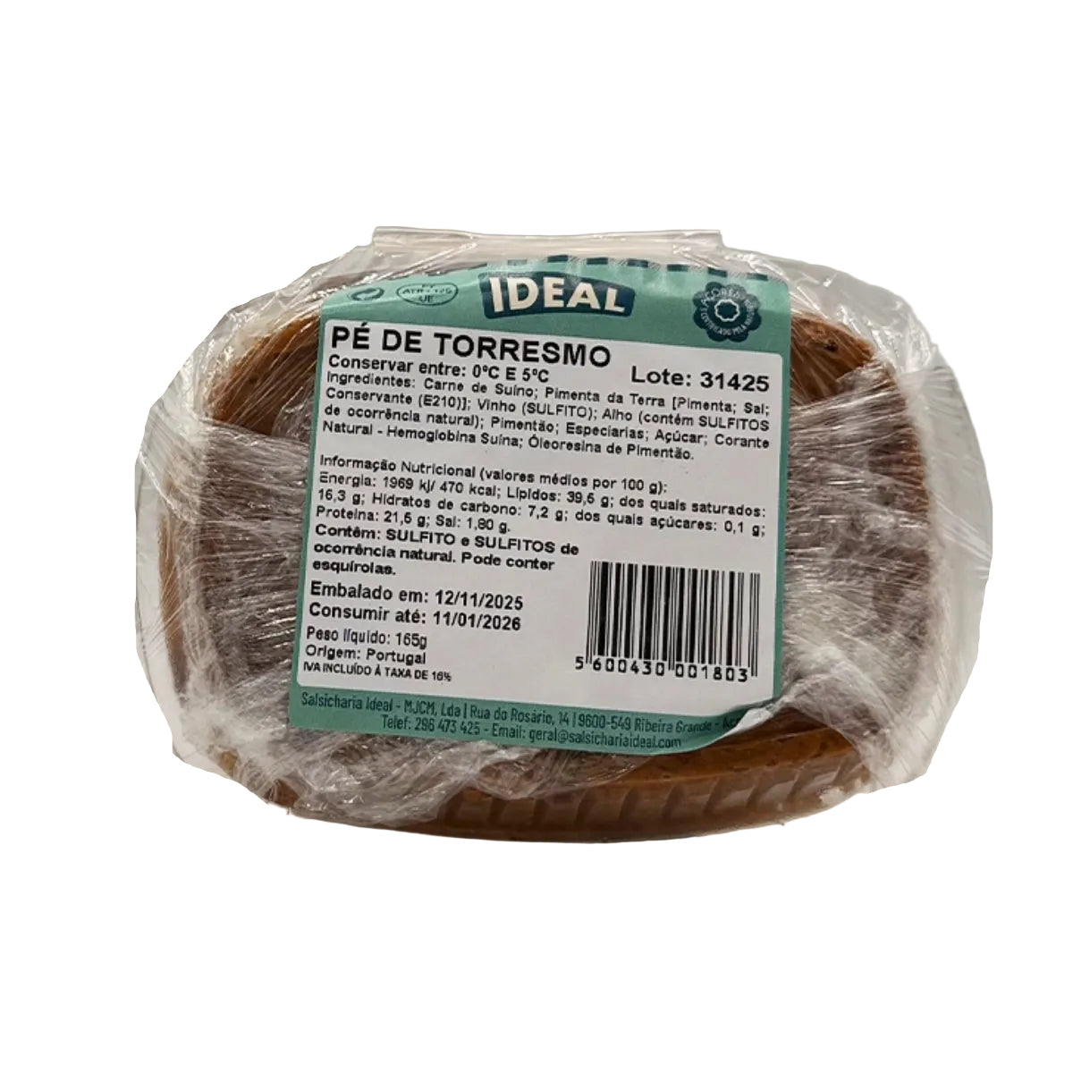 Pé de torresmo Salsicharia Ideal produzido nos Açores