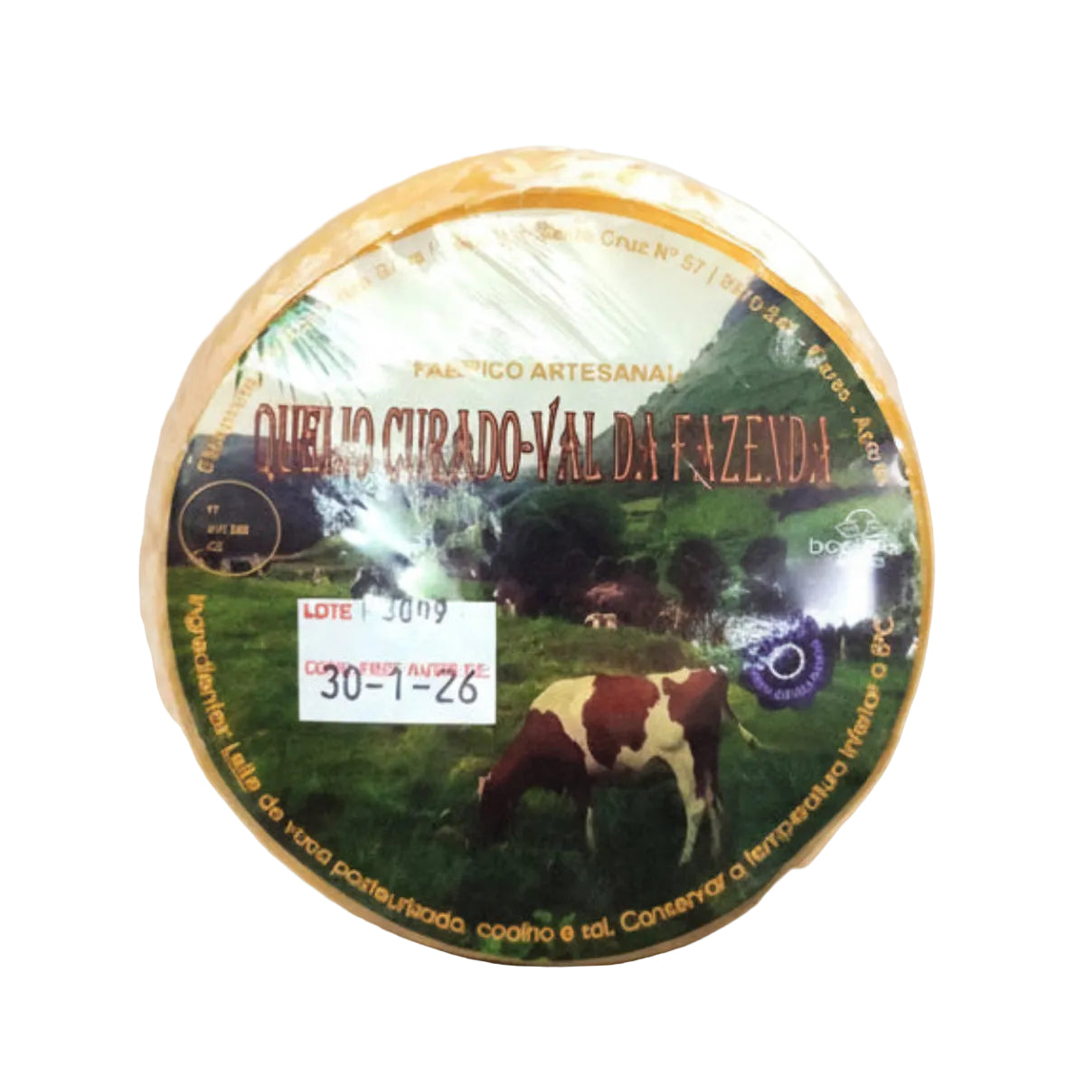 Queijo artesanal curado Val da Fazenda 550g produzido na Ilha das Flores Açores