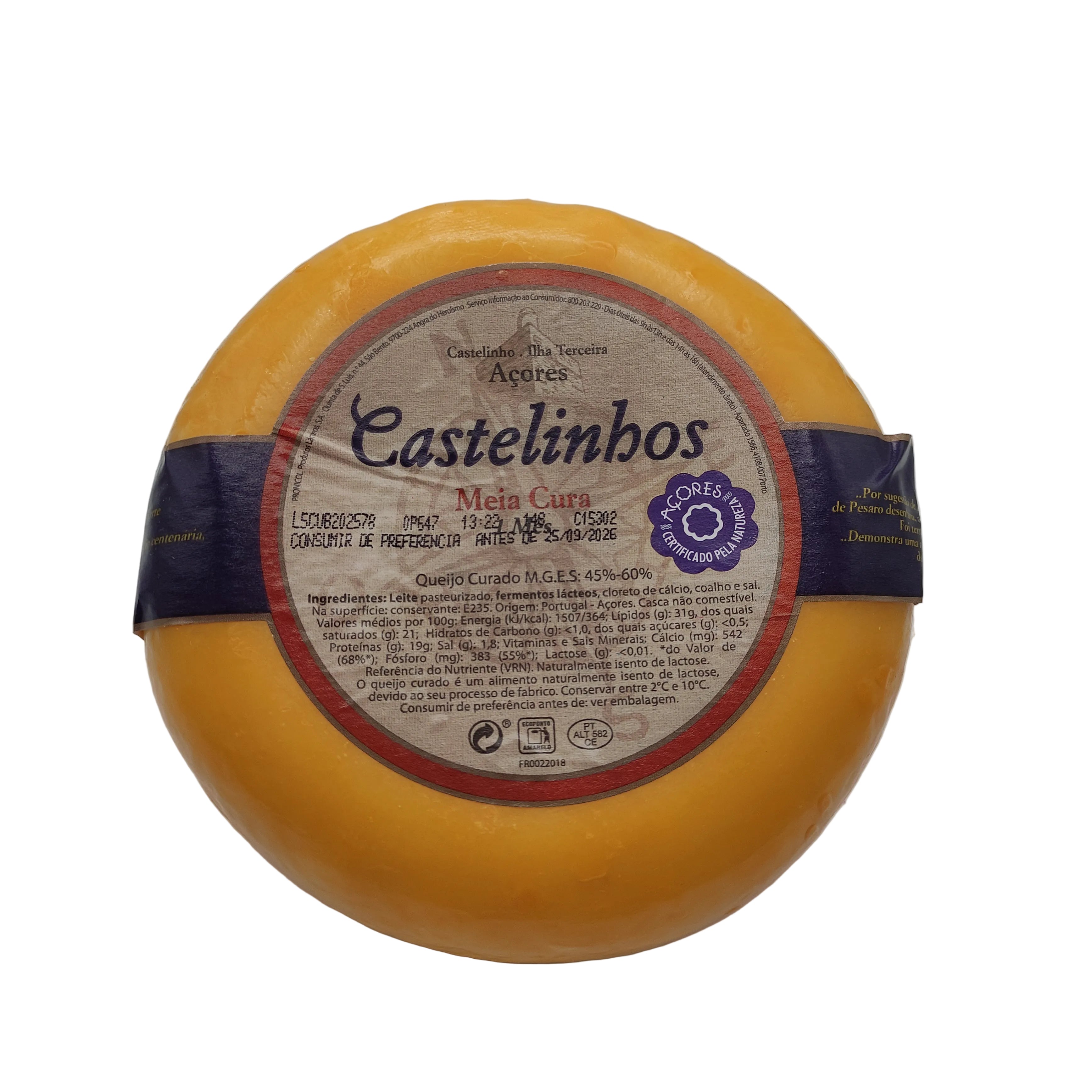 Queijo Castelinhos meia cura produzido na Ilha Terceira Açores
