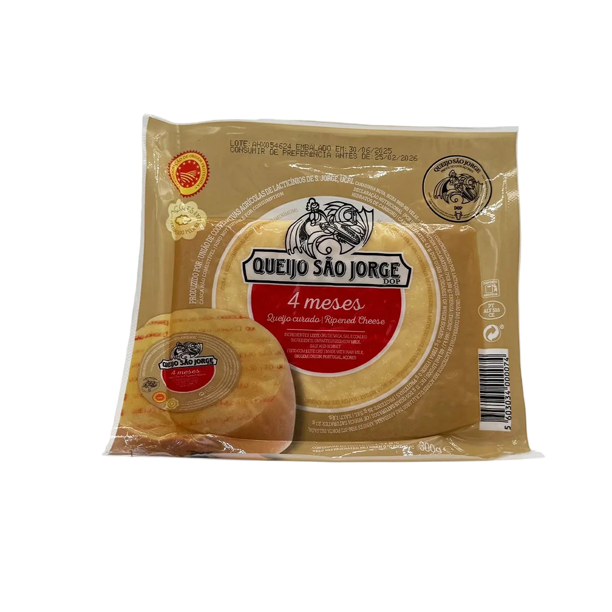 Queijo São Jorge DOP 4 meses de cura 400g queijo tradicional dos Açores