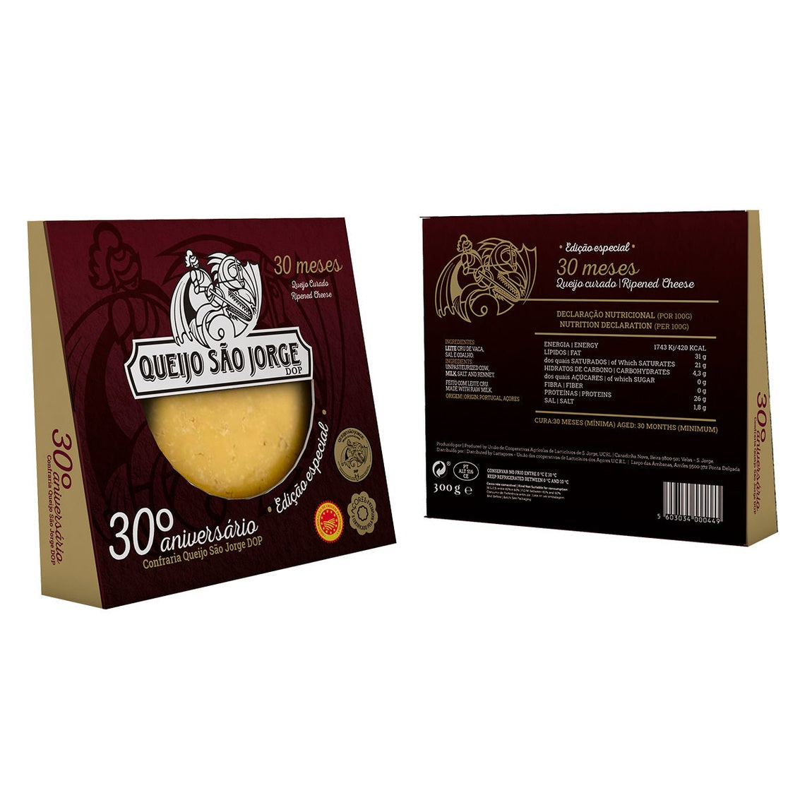 Queijo São Jorge DOP 30 meses 300g queijo tradicional dos Açores