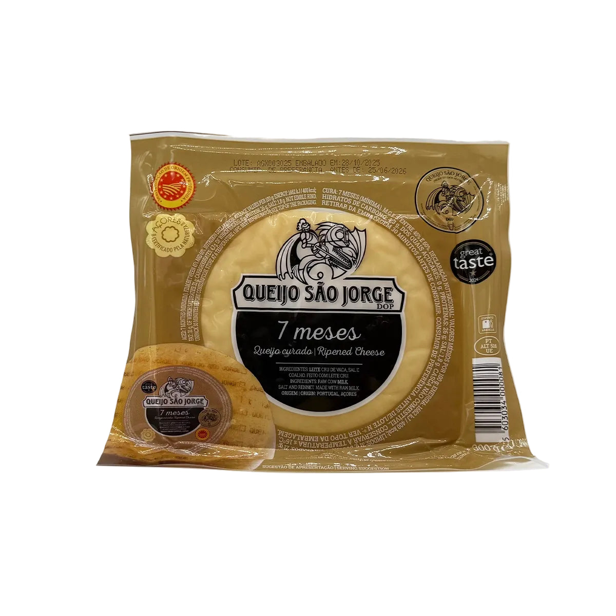Queijo São Jorge DOP 7 meses de cura 300g queijo tradicional dos Açores