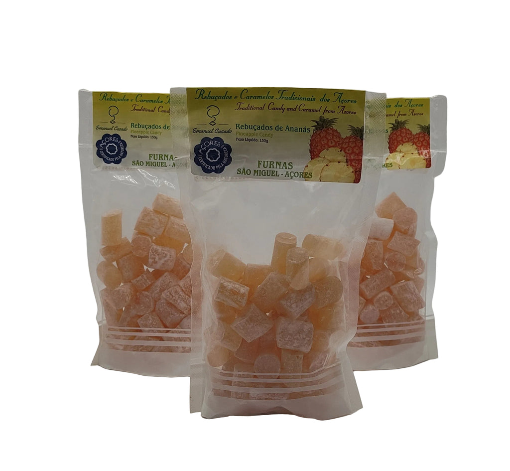 Rebuçados das Furnas de ananás 150g Emanuel Casado produzidos em São Miguel Açores