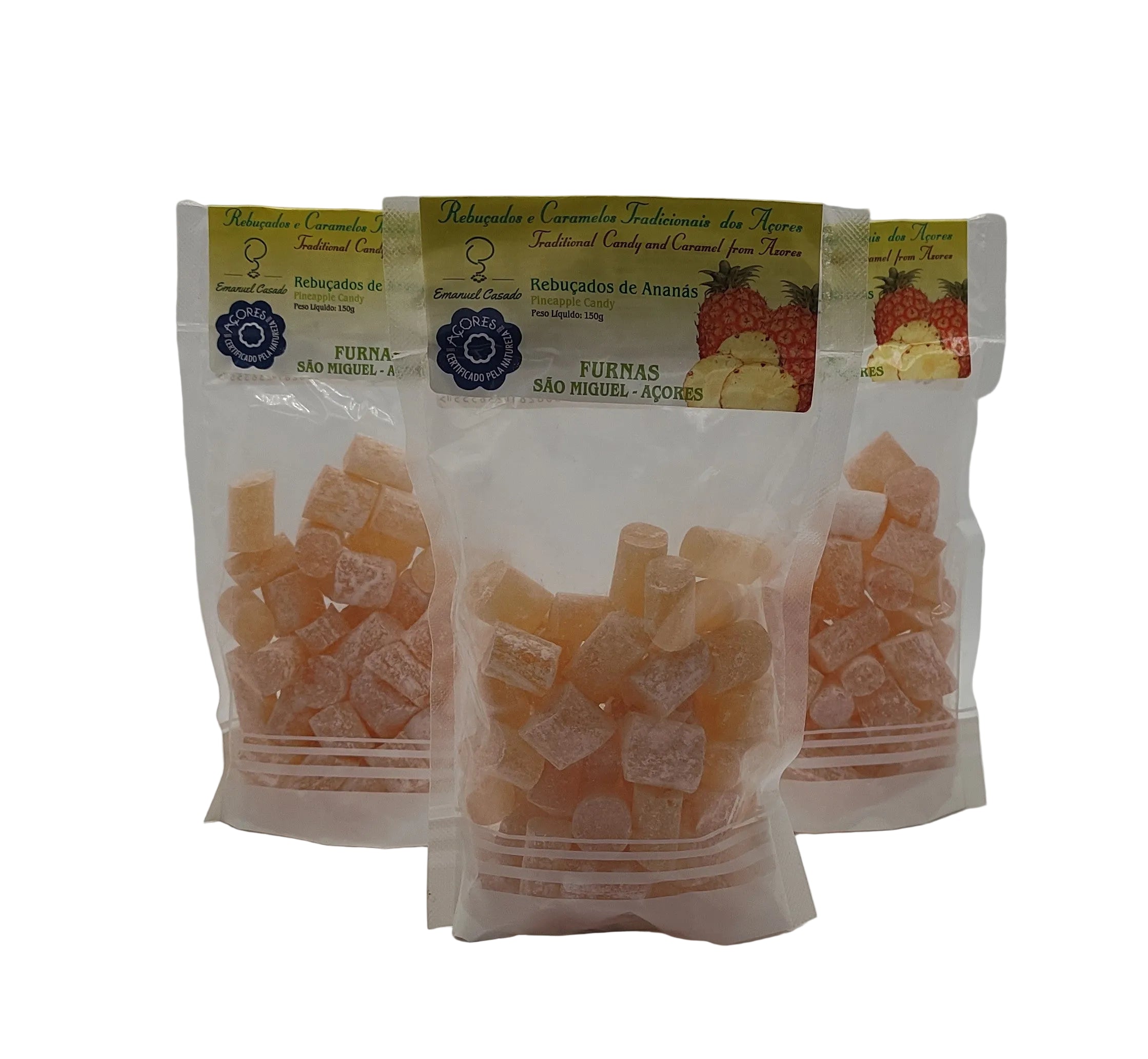 Rebuçados das Furnas de ananás 150g Emanuel Casado produzidos em São Miguel Açores