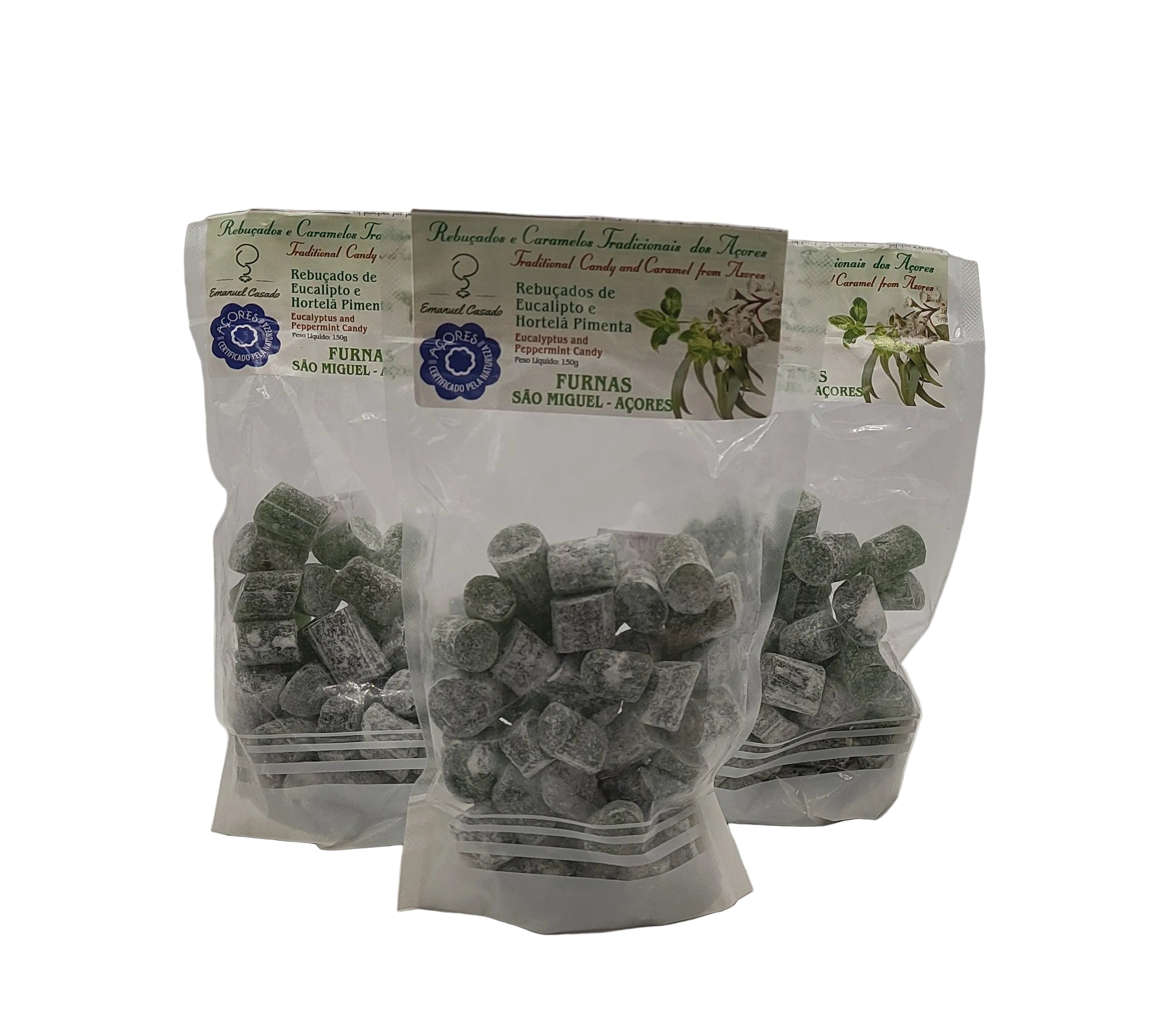 Rebuçados das Furnas eucalipto e hortelã 150g produzidos nos Açores