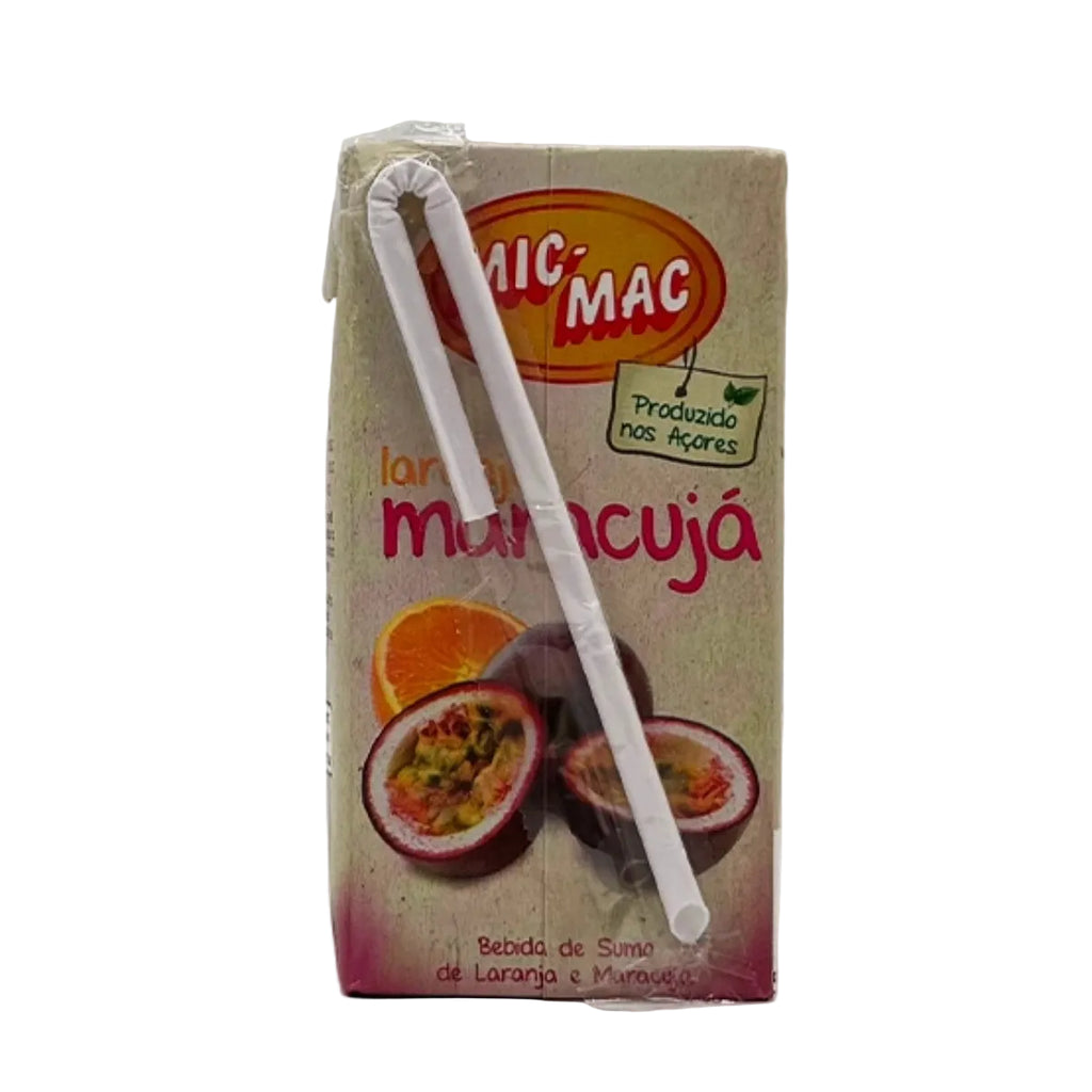 Sumo Mic-Mac de maracujá produzido em São Miguel Açores