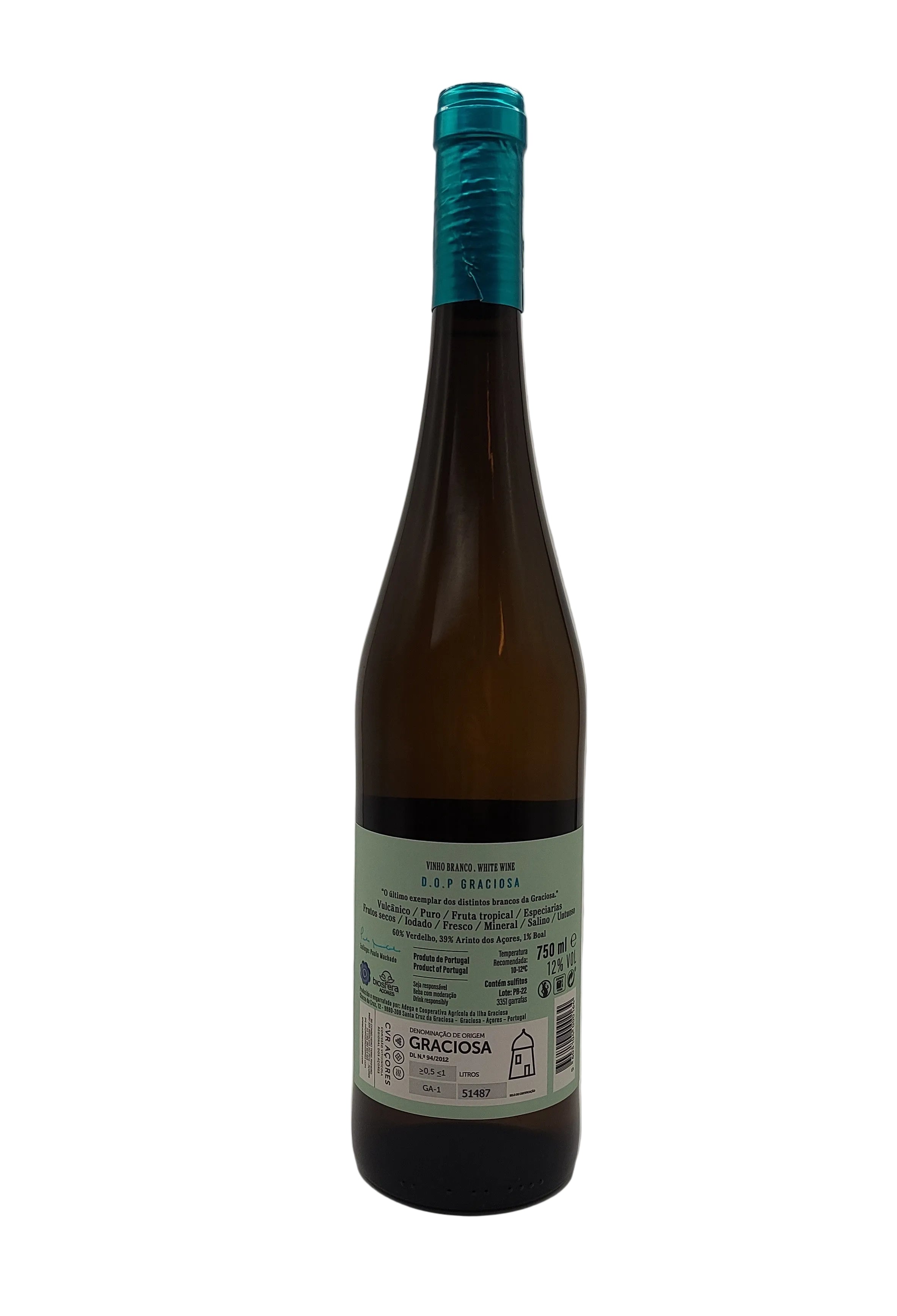 Vinho branco Pedras Brancas Reserva 2022 DOP Graciosa produzido nos Açores